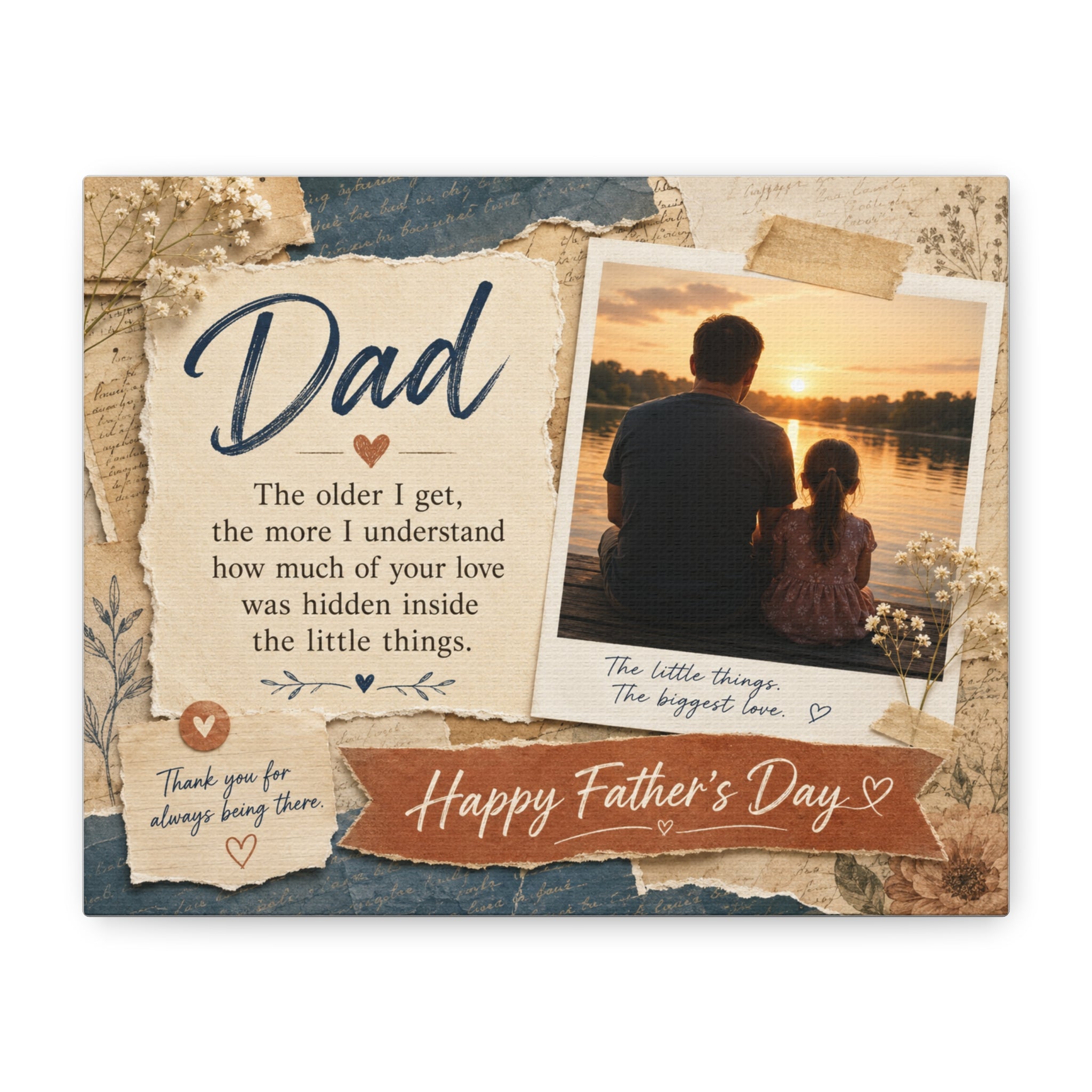Father’s Day Canvas Wall Art – "Dad: The older I get..." Sentimental Photo Collage