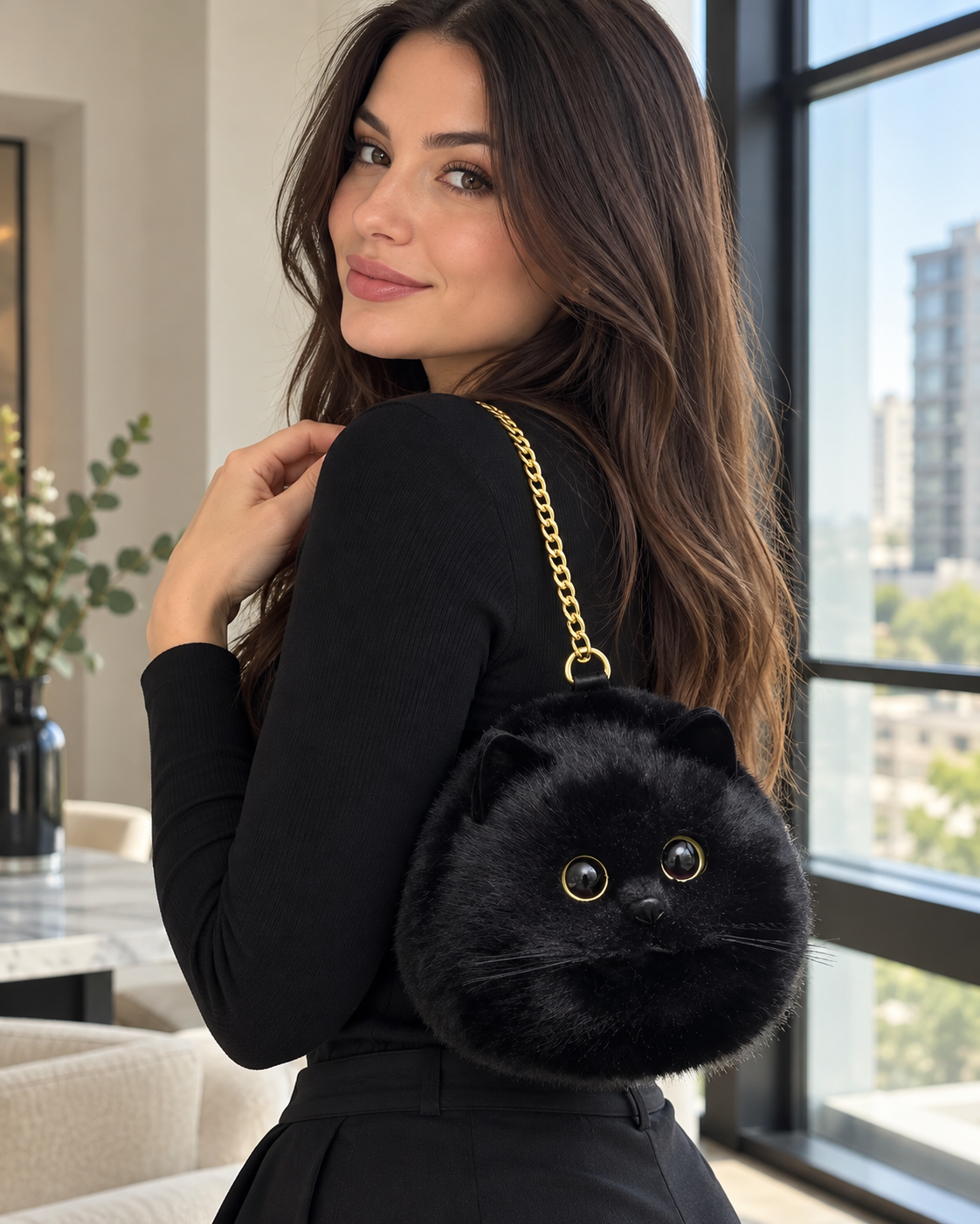 Cat handbag closeup